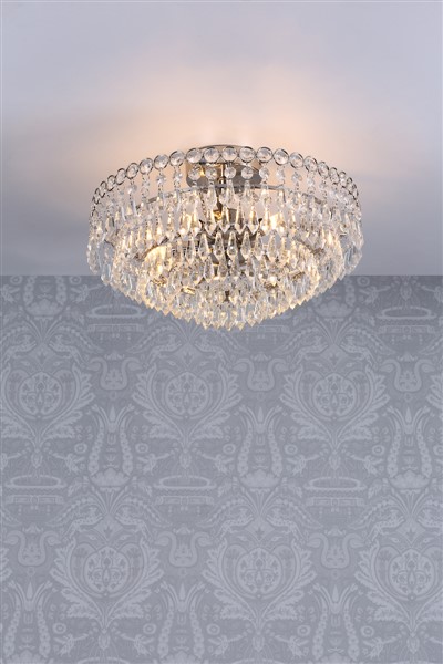 (image for) Laura Ashley Enid 5lt Semi Flush Polished Nickel Crystal